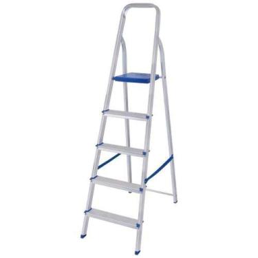 Imagem de Escada Alumínio 5 Degraus 154cm Mor Capacidade 120kg Leveza Durabilida