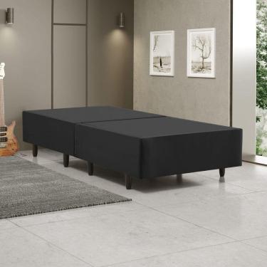 Imagem de Cama Box Solteiro Base Dobrável para Colchão 88X188CM Estrutura Madeira Preto