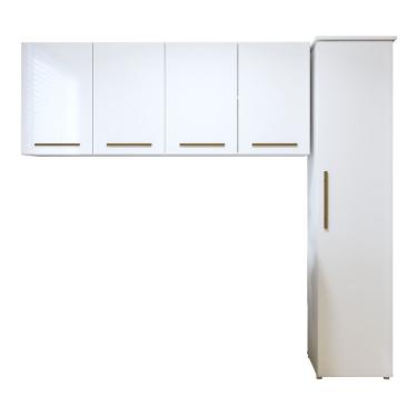 Imagem de Lavanderia Modulada 1 Armário Multiuso E Armário Aéreo Guarulhos - Kaiki Móveis Branco