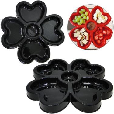 Imagem de Petisqueira De Mesa Flor Com Divisória Para Molho E Frios Cor:Preta - 
