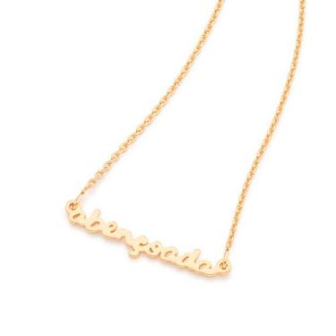 Imagem de Colar Feminino Rommanel com Palavra Escrita Abençoada 50cm / 45cm - 53