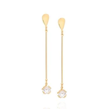 Imagem de Brinco Rommanel Com Palito e zircônia redonda de 8mm na ponta - 525200