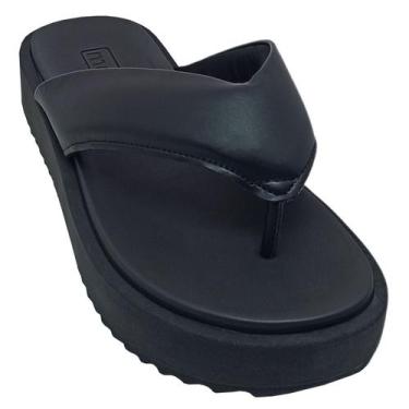 Imagem de Chinelo Moleca Salto Estilo Tamanco Plataforma Feminino, Preto, 35