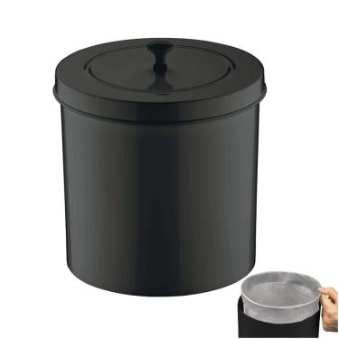 Imagem de Lixeira 5 Litros Com Tampa Preta Aro Interno Cozinha Banheiro - 551 Future