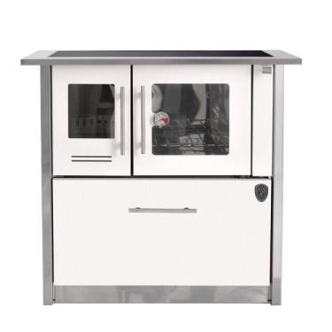 Imagem de Fogão A Lenha Eclipse Direito Branco Chapa Vitroceramica N2 - FORNOS P