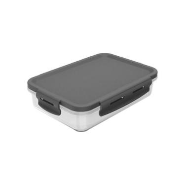 Imagem de Pote organizador de geladeira retangular Ou 870ml Linha Click, Chumbo