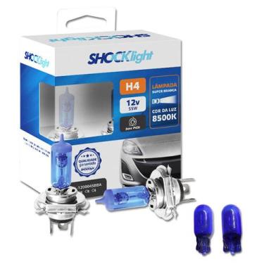 Imagem de Lâmpadas Super Brancas Farol GM Opala H4 8500k + W5W - Shocklight