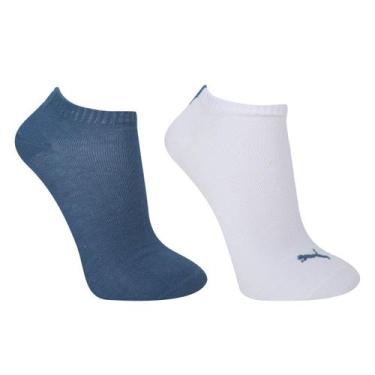 Imagem de Kit Meia Sapatilha Puma C/ 2 Pares Masculina, Branco, Marinho, 39/43