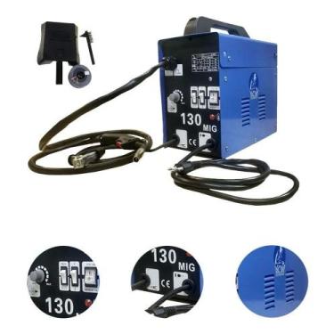 Imagem de Máquina de Solda MIG 130A Solda Sem Gás Arame Azul E Preta W - Wwsolda