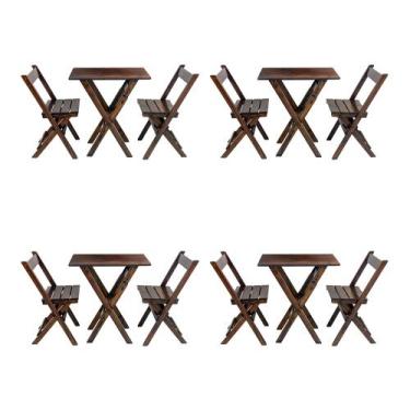 Imagem de Kit 4 Jogos De Mesa Aparador Bar Dobrável Com 2 Cadeiras Em Madeira Ma