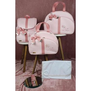 Imagem de KR RK Bolsas Maternidade Mala G, Mala M, Mochila Luxo Eleganc, Rosa be