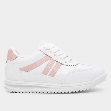 Imagem de Tênis Infantil Molekinha Casual Menina, Branco, Rosa, 28