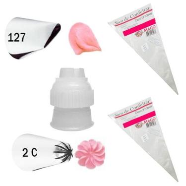 Imagem de Kit Bicos De Confeitar Wilton 2c + 127 + Adaptador + Sacos