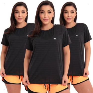 Imagem de Kit 3 Camiseta Baby Look Dry Fit Fitness Feminina Academia - MPR, Pret