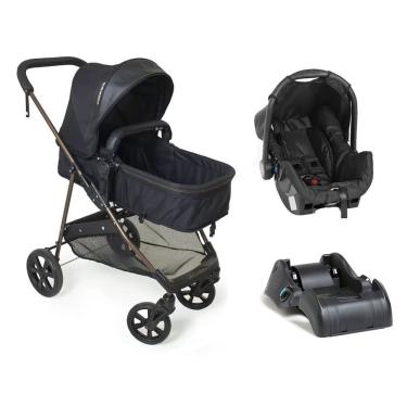 Imagem de Travel System Napoli Carrinho Berço Passeio com Bebê Conforto e Base Preto com Cobre Galzerano