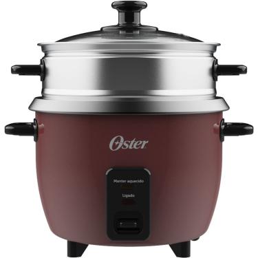 Imagem de Panela Elétrica de Arroz Oster OPAN310 1L 400W com Steamer Antiaderente Bordô 110V