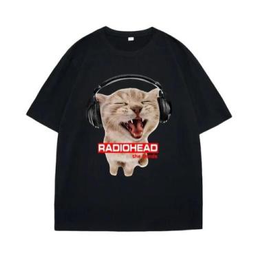 Imagem de Camiseta Unissex Vintage Com Fones De Ouvido Para Gatos, Radiohead, Al