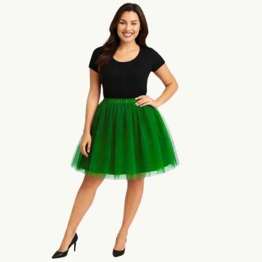 Imagem de Saia Tutu Extra Festas Adulta Tule 40cm Verde Escuro