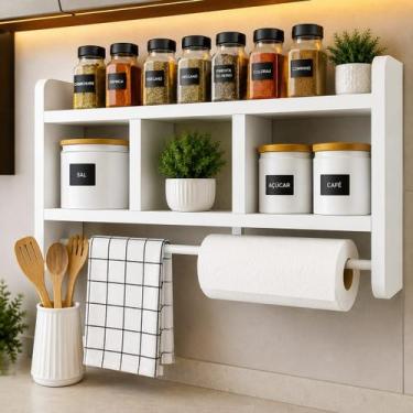 Imagem de Nicho Porta Papel Toalha Condimentos MDF Branco 45x30x10 Parede - Fàbr