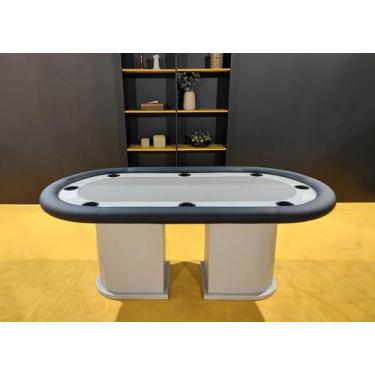 Imagem de Mesa de Poker Linha Master com Borda Estofada e Porta Copos Nude - 2,0
