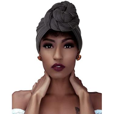 Imagem de HOMELEX Head Wraps Turbantes Stretch Jersey Knit Headwraps Wrap Turbante Cachecol Gravata para Mulheres, GY, One Size