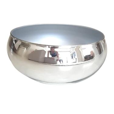Imagem de vaso em vidro prata espelhado 26 cm centro de mesa cachepot prateado