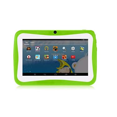 Imagem de Computador de aprendizagem educacional para crianças tablet de 7 polegadas com resolução de 1024 * 600 Conexão WiFi com capa de silicone verde plugue americano