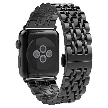 Imagem de Pulseira Metal 7 Elos LTIMPORTS, compativel com Apple Watch 42mm Series 11/10, 41mm Series 9/8/7, 40mm Series 6/5/4/SE e Apple Watch 38mm Series 3/2/1 (Preto)