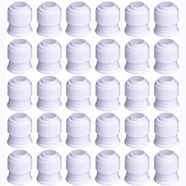 Imagem de Acopladores padrão de plástico Shappy para decoração de bolos, acopladores de ponta de cachimbo para bocais de gelo, branco (30 peças)