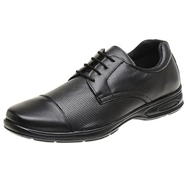 Imagem de Sapato Anti Stress Ortopédico Masculino Em Couro Com Cadarço San Lorenzo 5051 Cor:Preto;Tamanho:43;Gênero:Masculino