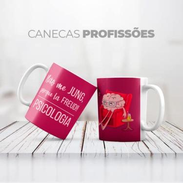Imagem de Caneca Personalizada Profissão Psicologia, Cerâmica, Branca, 325ml, 9cm Altura x 8cm Diâmetro