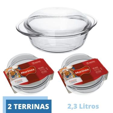 Imagem de Travessa Vidro Terrina 2,3L Base 1,5L Tampa 0,8L Nadir - 2Un