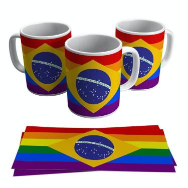 Imagem de Caneca Bandeira Do Brasil Lgbt Cores Orgulho Gay 325ml