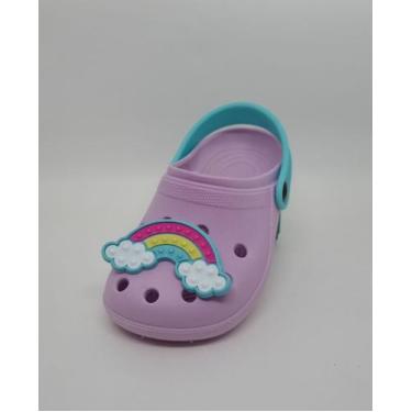 Imagem de Babuche Lilás Arco Iris Pop It Feminino Confortável - Pikiboo Shoes