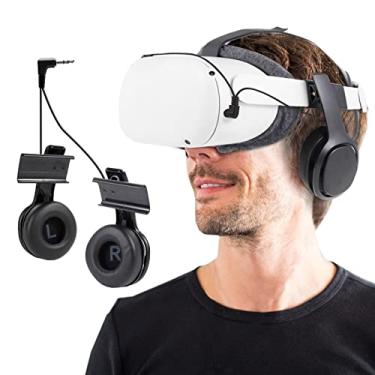Imagem de Globular Cluster Fones de ouvido estéreo graves VR personalizados para Meta Quest 2/Oculus Quest 2-On Ear Bass 3D Som de 360 graus Integrado Acessórios indispensáveis (preto)