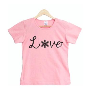 Imagem de Camiseta Enfermagem Feminina Love Profissão Rosa