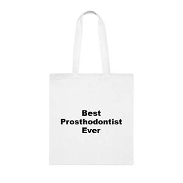 Imagem de Bolsa Sacola Prosthodontista, Best Prosthodontist Ever Tote bag, presente prosthodontist, bolsa de ombro prosthodontista, bolsas reutilizáveis Prosthodontista, ideia de de Natal, Branco