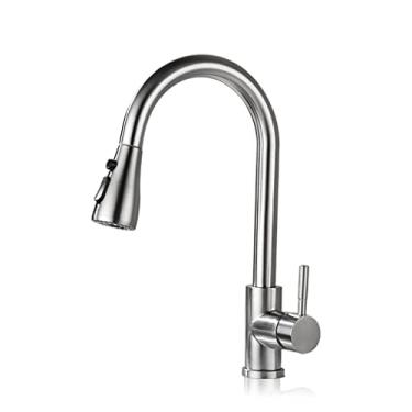 Imagem de 304 Torneira de Cozinha de Aço Inoxidável Pulverizador de Água de Rotação de 360 ​​Graus Substituível Pia DIY Montado Banheiro Acessório de Torneira de Pulverização, Gebürstet