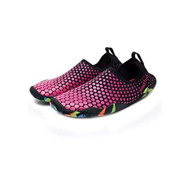 Imagem de Bestgift Sapatos de água a montante de interferência de velocidade sapatos de praia ao ar livre Sapatos de natação masculinos e femininos Ponto Rosa 38