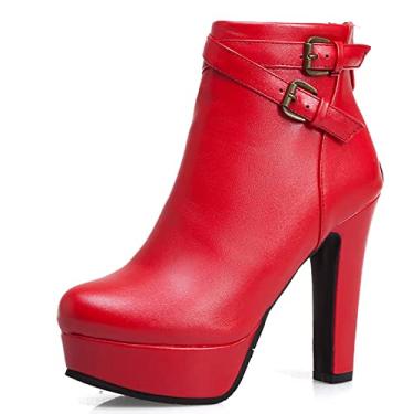 Imagem de Bota feminina bico fino botas de tornozelo sapatos de casamento com salto grosso bloco grosso salto alto cano baixo botas femininas