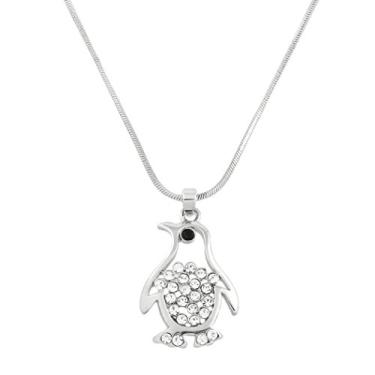 Imagem de Falari Colar com pingente de vida marinha strass cristal r dio altamente polido corrente de cobra de 43 cm, Cristal