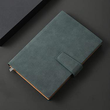 Imagem de Caderno de negócios engrossado A5 couro macio conferência trabalho requintado caderno de escritório retro, verde escuro, 1 peça
