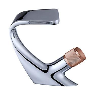 Imagem de Torneira preta torneiras de pia de banheiro misturador de água quente e fria, guindaste montado no convés, torneira de banho com acabamento cromado, cabo rosa cromado, China