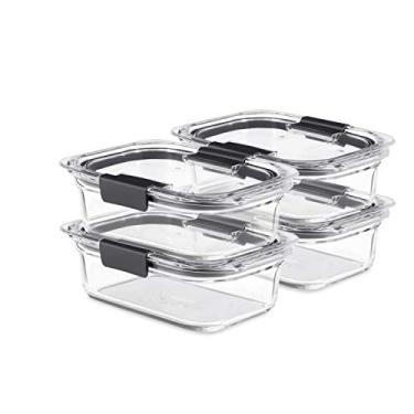 Imagem de Rubbermaid Recipientes de alimentos Brilliance Glass Storage de 3,2 xícaras com tampas