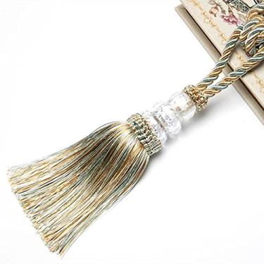 Imagem de 1 peça cortina tieback corda borla acessórios de janela cristal frisado ouro cordão decorativo para cortinas fivela corda acessórios quarto, azul mix, 4 peças