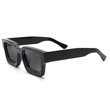 Imagem de Óculos de Sol Quadrado de Acetato de Cristal Grosso Óculos de Condução Feminino Óculos UV400,C01 Preto,A