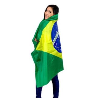 Imagem de Bandeira Do Brasil Tecido Cetim Grande 1,00 X 1,60 Mt Com Espaço Para