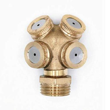 Imagem de BE-TOOL Bocal de névoa de pulverização, encaixe de bocal de pulverização de jardim irrigação atomizadora mangueira de água de 1/2 polegada (4 furos)