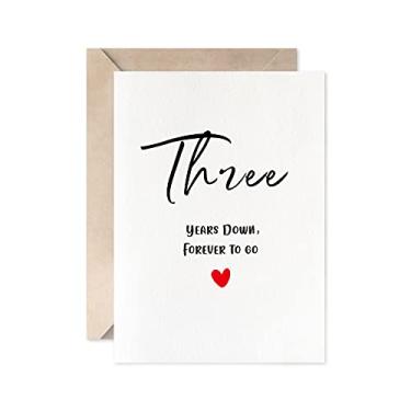 Imagem de Cartão de terceiro aniversário, Three Years Down Forever To Go, cartão de casamento romântico do 3º dia dos namorados para marido esposa
