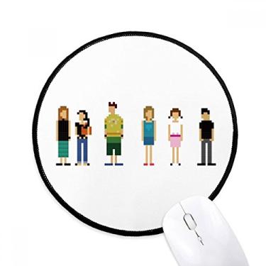 Imagem de DIYthinker Personagens do jogo Pixel Mouse Pad Desktop Office Tapete redondo para computador